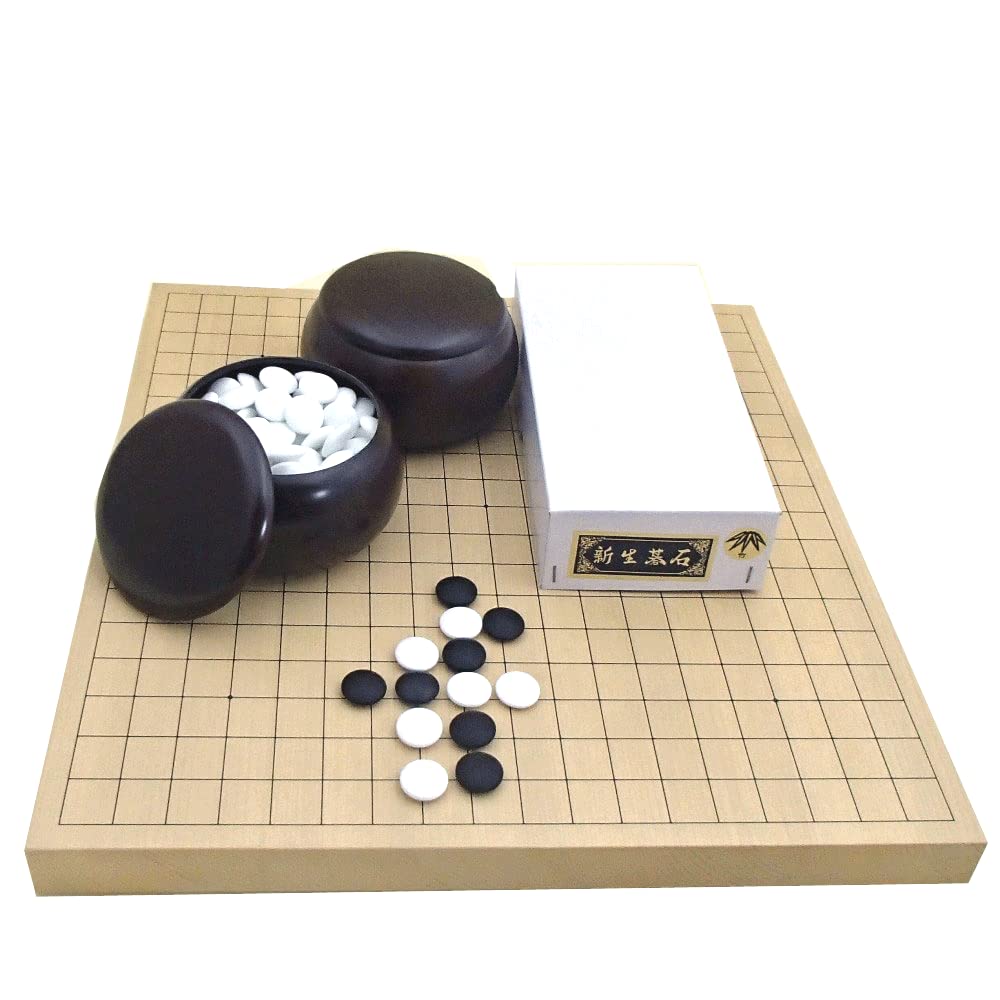 Go Board Set Shinkaya Tabletop Jointed Go Hard Glass Go Shinsei Bamboo 9mm and P Wood Grain Go Large Size Beginners To Go Players To - Board, Stones,