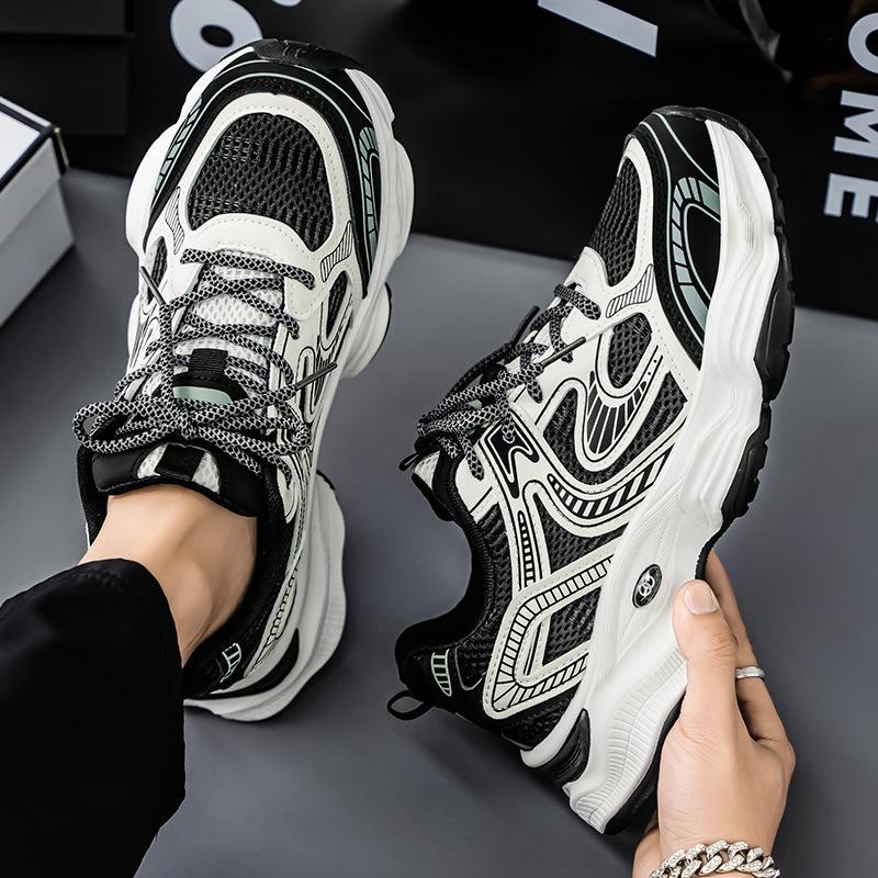 2025 Spring Men's Shoes New Breathable Mesh Shoes Men's Trend Versatile Platform Sports Shoes Casual Dad Trendy Shoes
