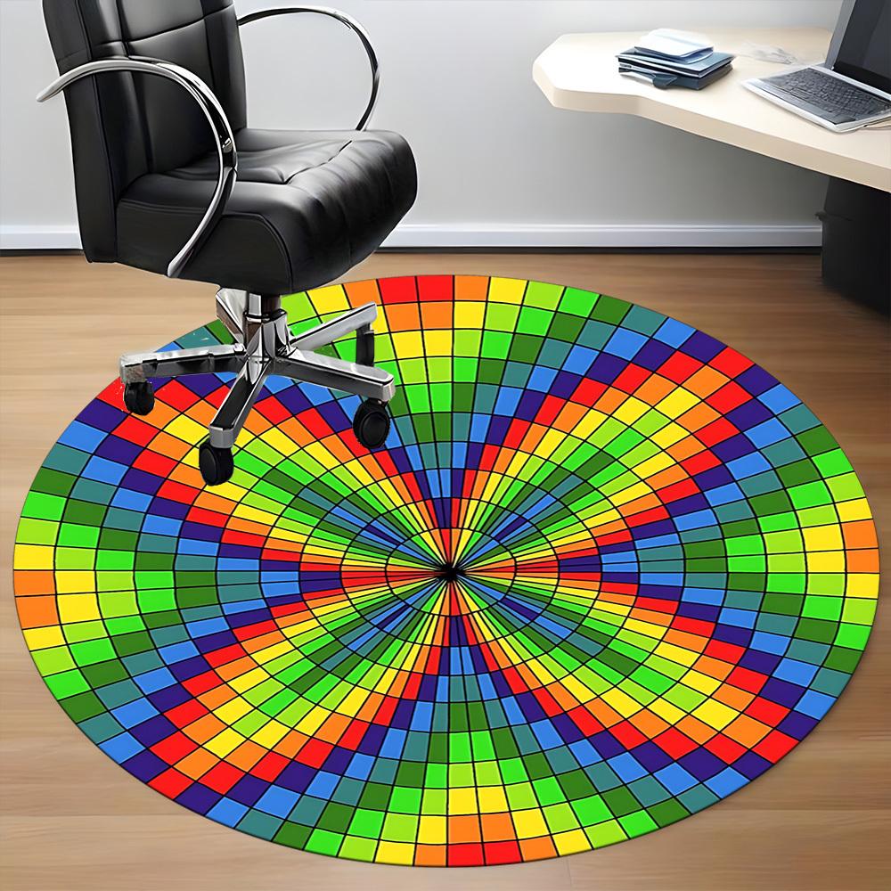 1pc Color Wheel Chair Carpet for Office Non-Slip, Machine Washable Rug for Office - Holiday DecorMachine Made yy251029066