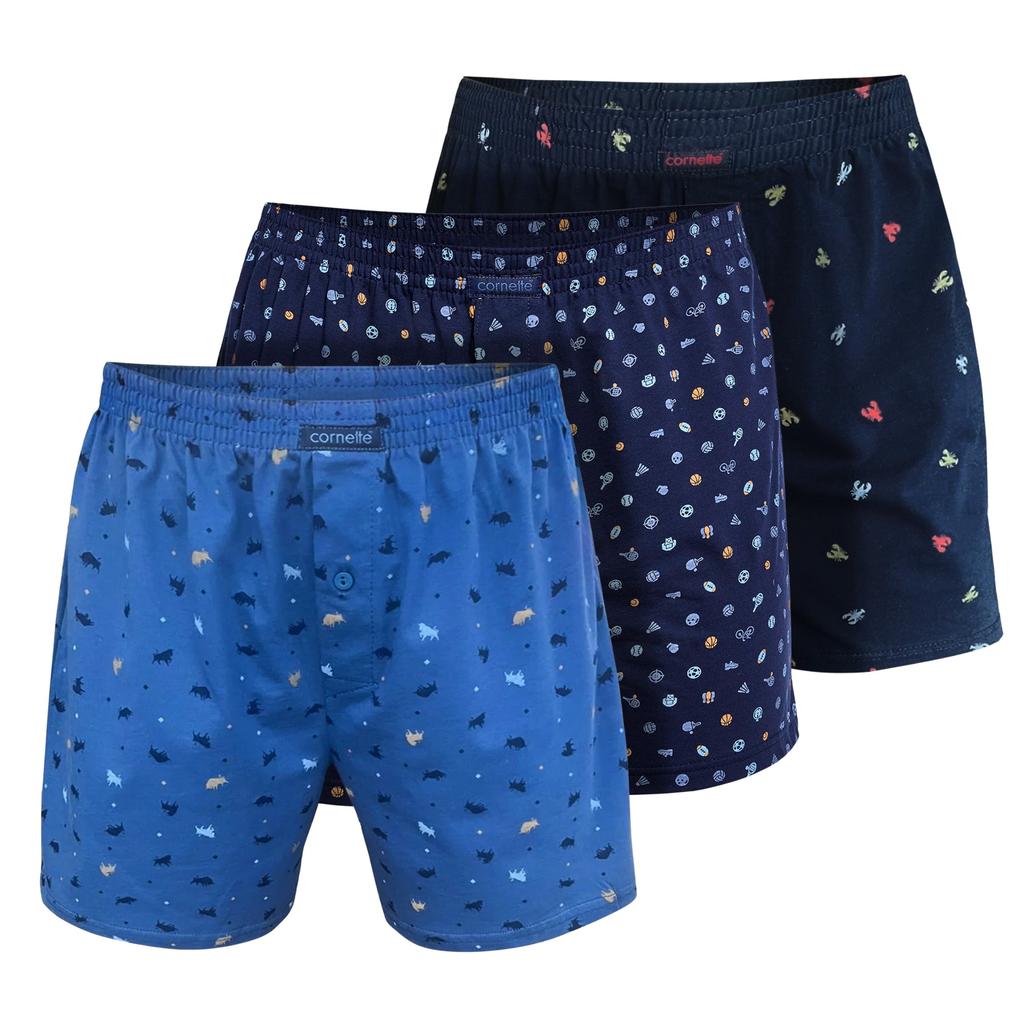 Cornette Boxer Shorts Loose Cotton Checkered BM222 Comfort 3 Pack