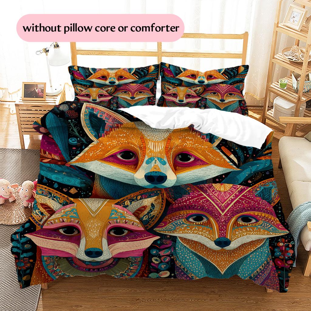 Fox Pattern Bedding Home Decoration Birthday Gift (1 * duvet cover + 2 * pillowcase, without core)