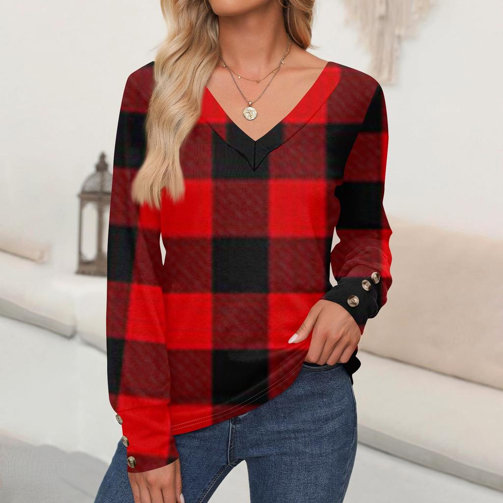 Женские топы с принтом на Хэллоуин, рубашка с длинным рукавом, V-образный вырез, повседневная свободная футболка, осенняя одежда