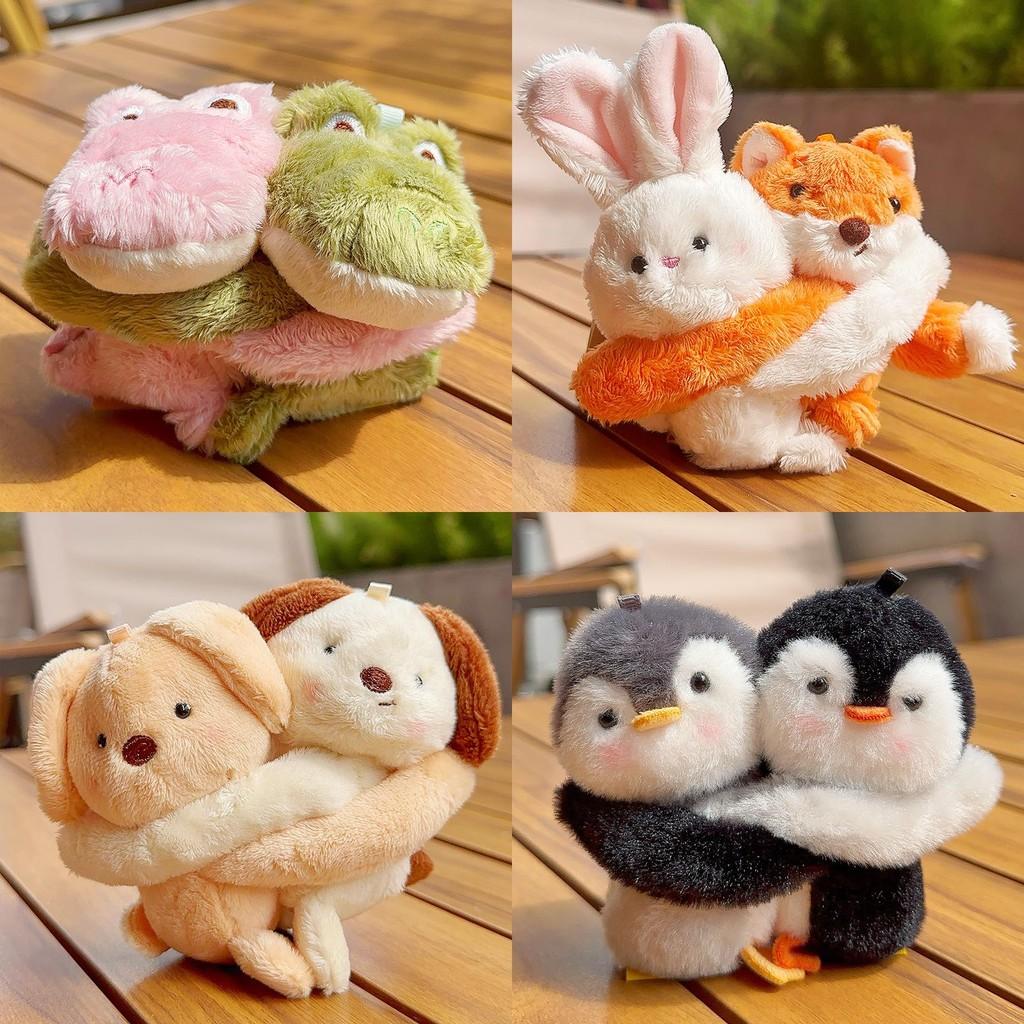 Милая обезьянка кролик лиса собака пингвин мультяшная пара животных плюшевая игрушка подвеска