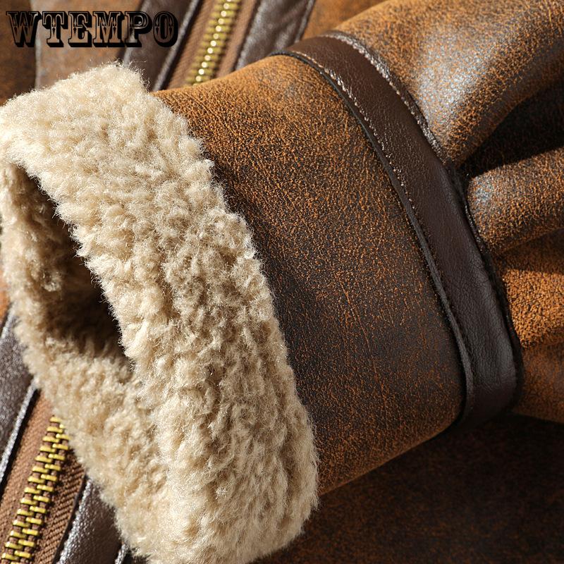 Зимняя мужская куртка большого размера Air Force Fur One Padded с утолщенными лацканами из кожи для мотоцикла