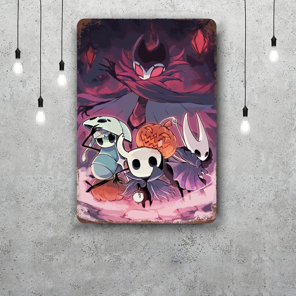 Постер с декором Hollow Knight Винтажная жестяная табличка Металлическая табличка Декоративная табличка для паба Бара Мужской пещеры Клуба Настенное украшение