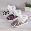 Хлопковая обувь больших размеров Женские зимние 2025 Новые повседневные низкие с принтом Флисовые утепленные женские зимние ботинки