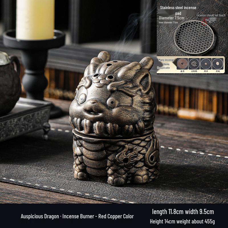 Zen Pagoda Black Pottery Ceramic Coil Incense Burner - Aromatherapy Holder for Home and Office