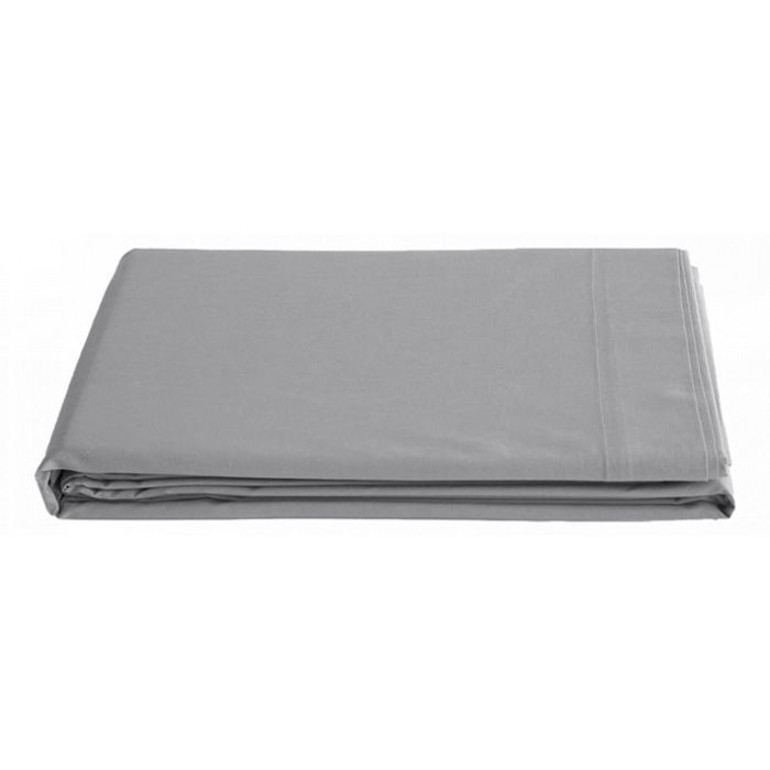 Flat Sheet In Pure Combed Cotton Percale, Long Fibres, 80 Threads/cm² Vent Du Sud - Steel - 240 X 300 Cm for Double Bed