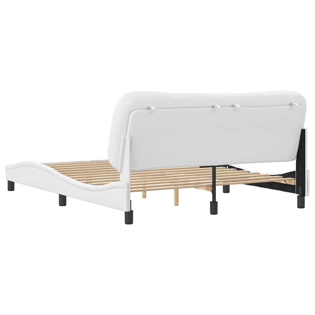 Bed Frame without Mattress Hvar White 160x200 cm Faux Leather