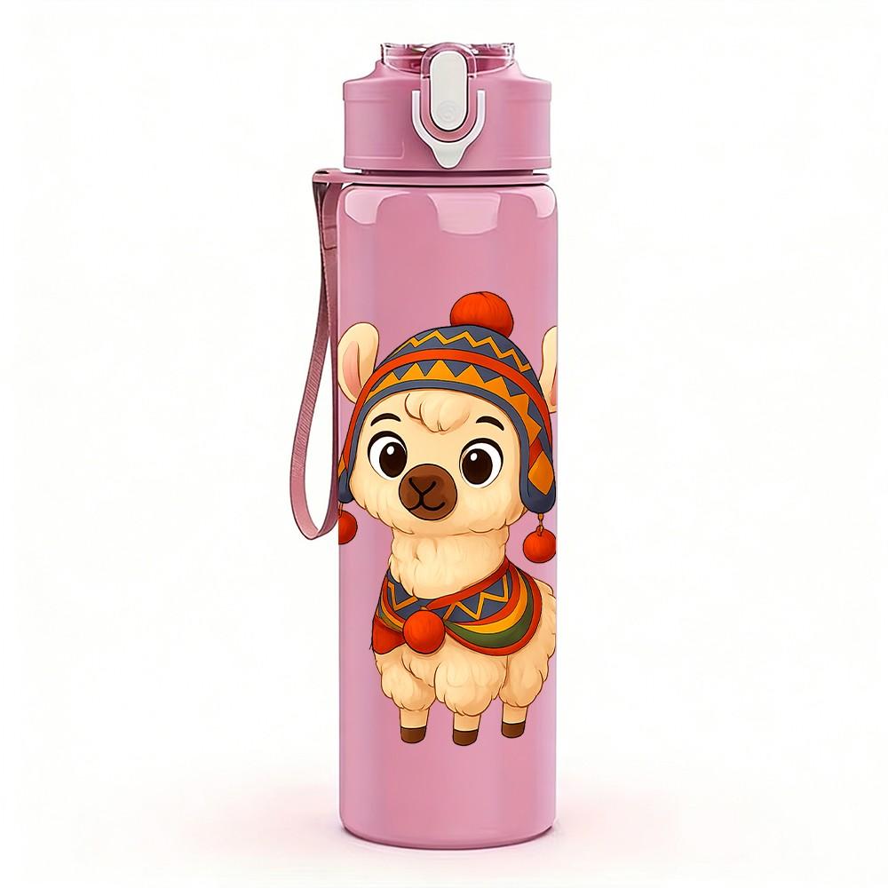 1PC Cute Puppy Dog Cartoon 750ml Color Plastic Sports Water Bottle Leakproof Flip Straw Lid Suitable for Sports Office Home Use