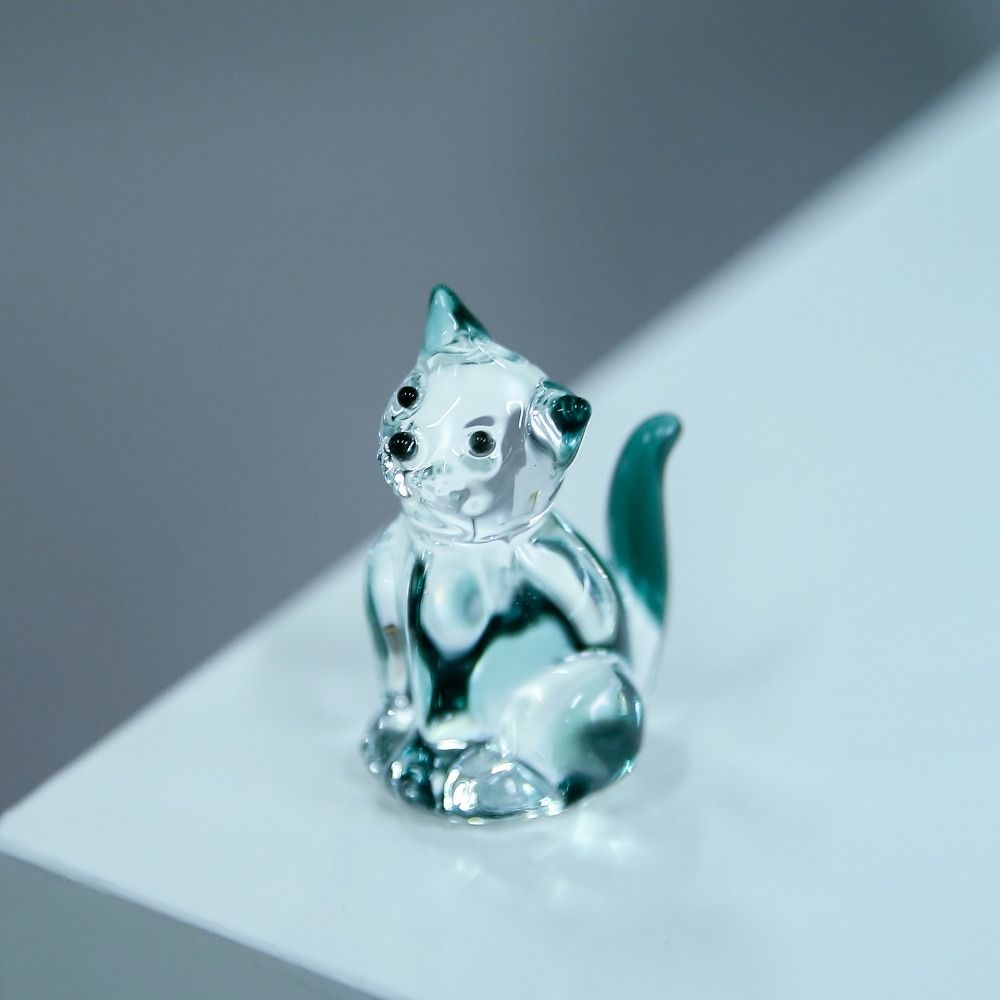 Глазурованная статуэтка кошки, прозрачная статуэтка кошки, подарок, украшение в виде хрустальной кошки, домашний декор
