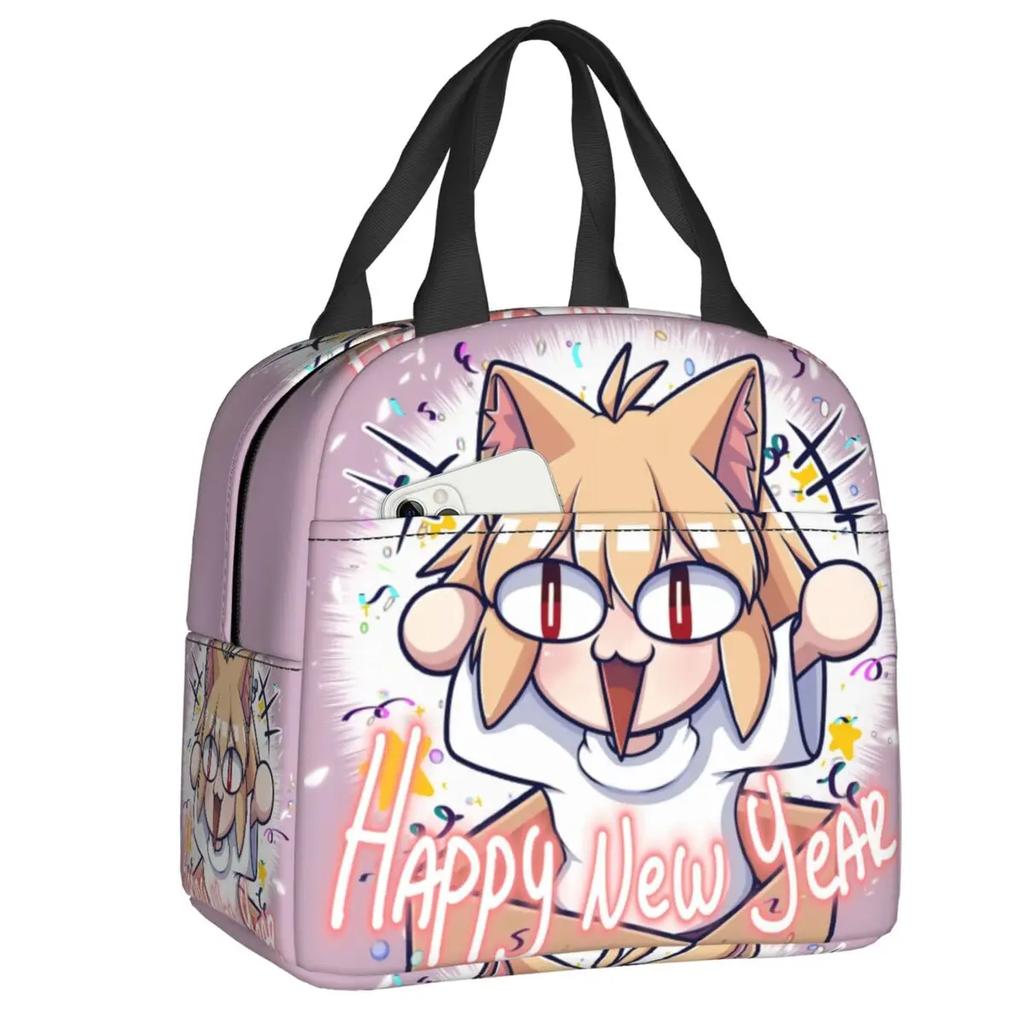 Neco Arc Cat Insulated Lunch Bags for Women Cartoon Comic Game Resuable Cooler Thermal Bento Box Work School Travel
