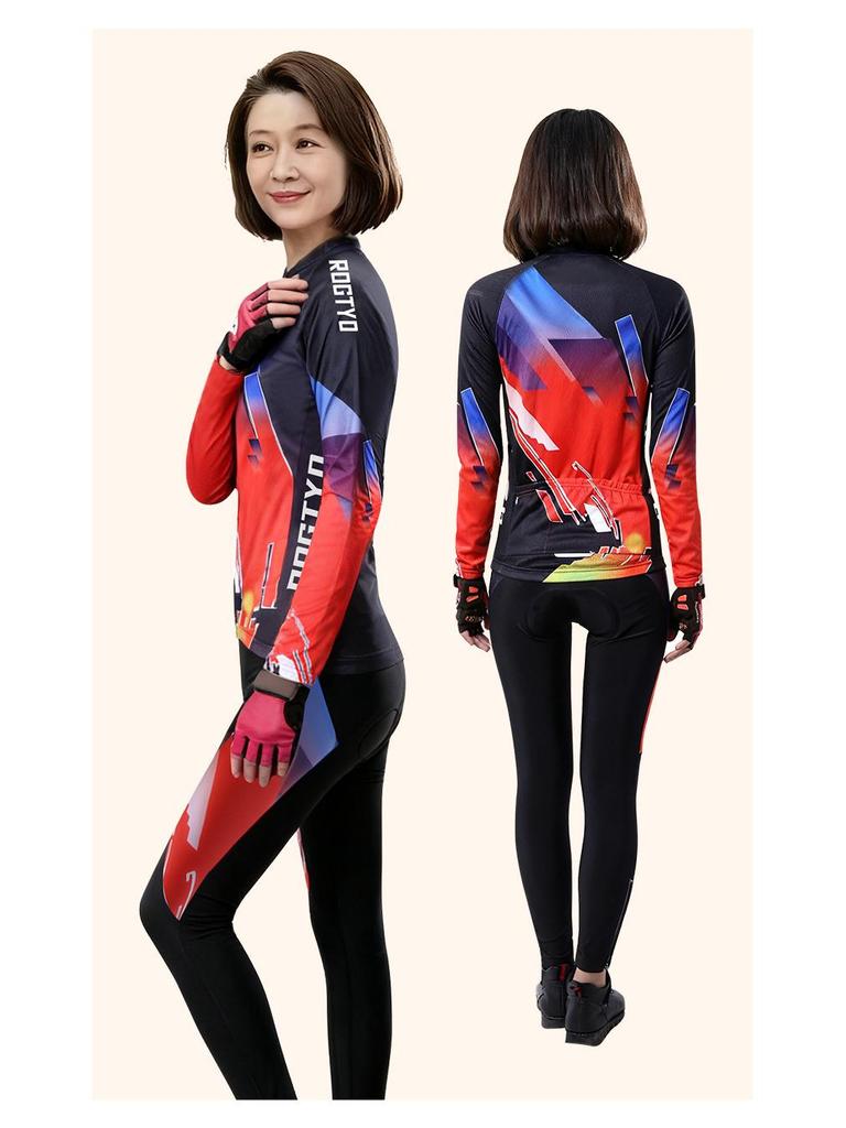 Mid-Aged Women's Thick Fleece Cycling Suit - Slim-Fit Mountain & Road Bike Gear