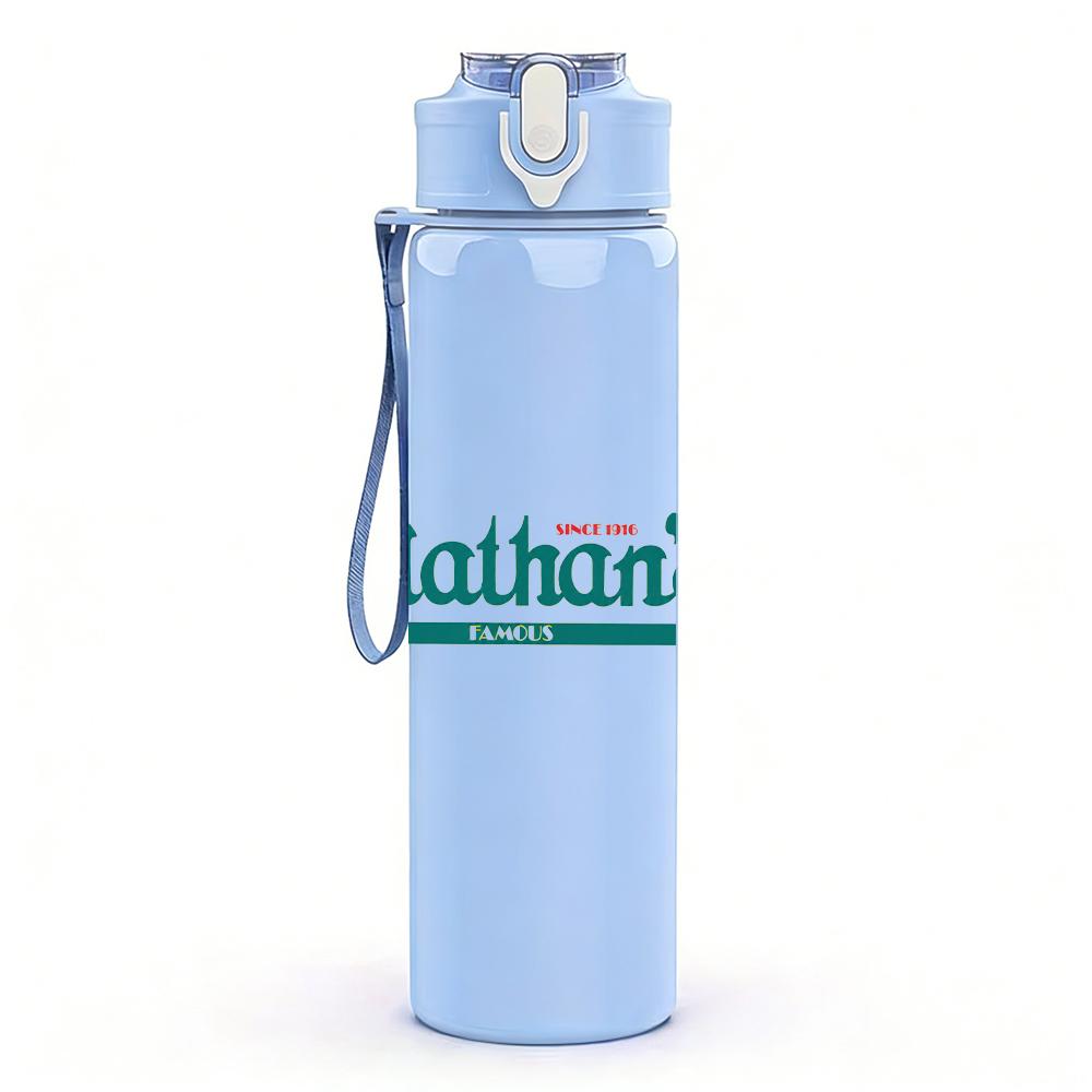 1PC Nathan's Hot Dog Retro Brand Text Print 750ml Portable Sports Water Bottle Leakproof Gym Outdoor Travel Drink Cup