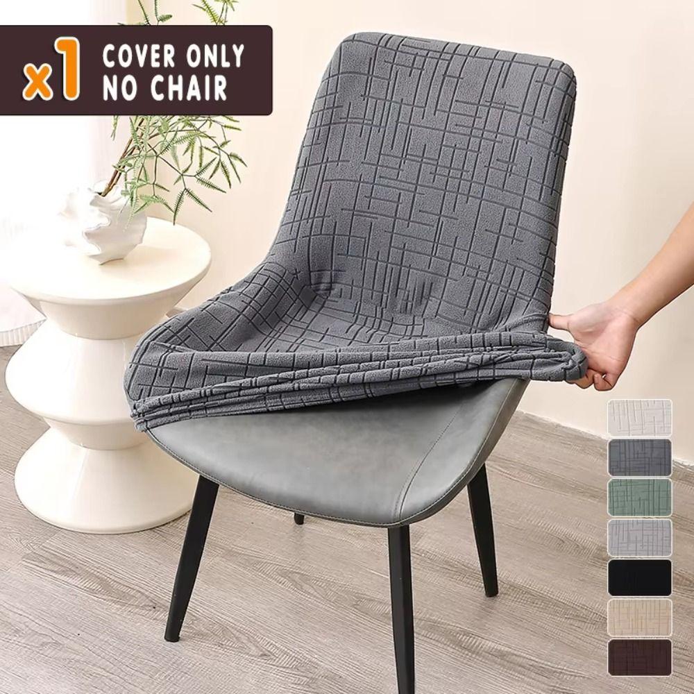 Stretchy Fabric Dining Chair Cover Geometric Texture Seat Case Seat Back Cover Office Chair