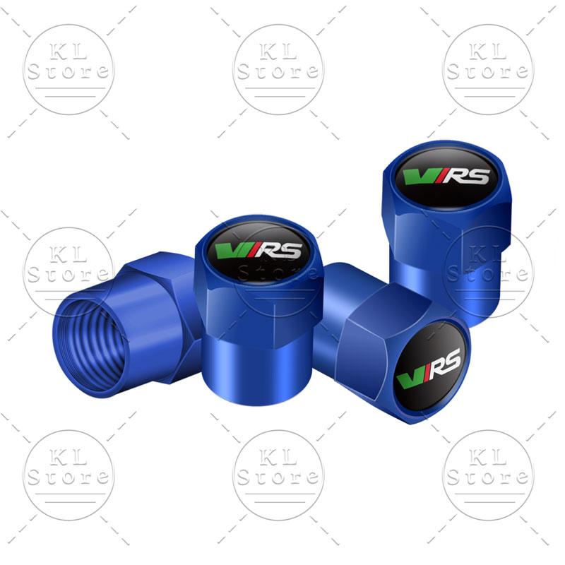 VJDX3 4pcs VRS Emblem Car Wheel Tire Valve Air Stem Caps Dust-proof Cover Decor For Skoda Octavia 1 2 3 Fabia Rapid Superb Kodiaq