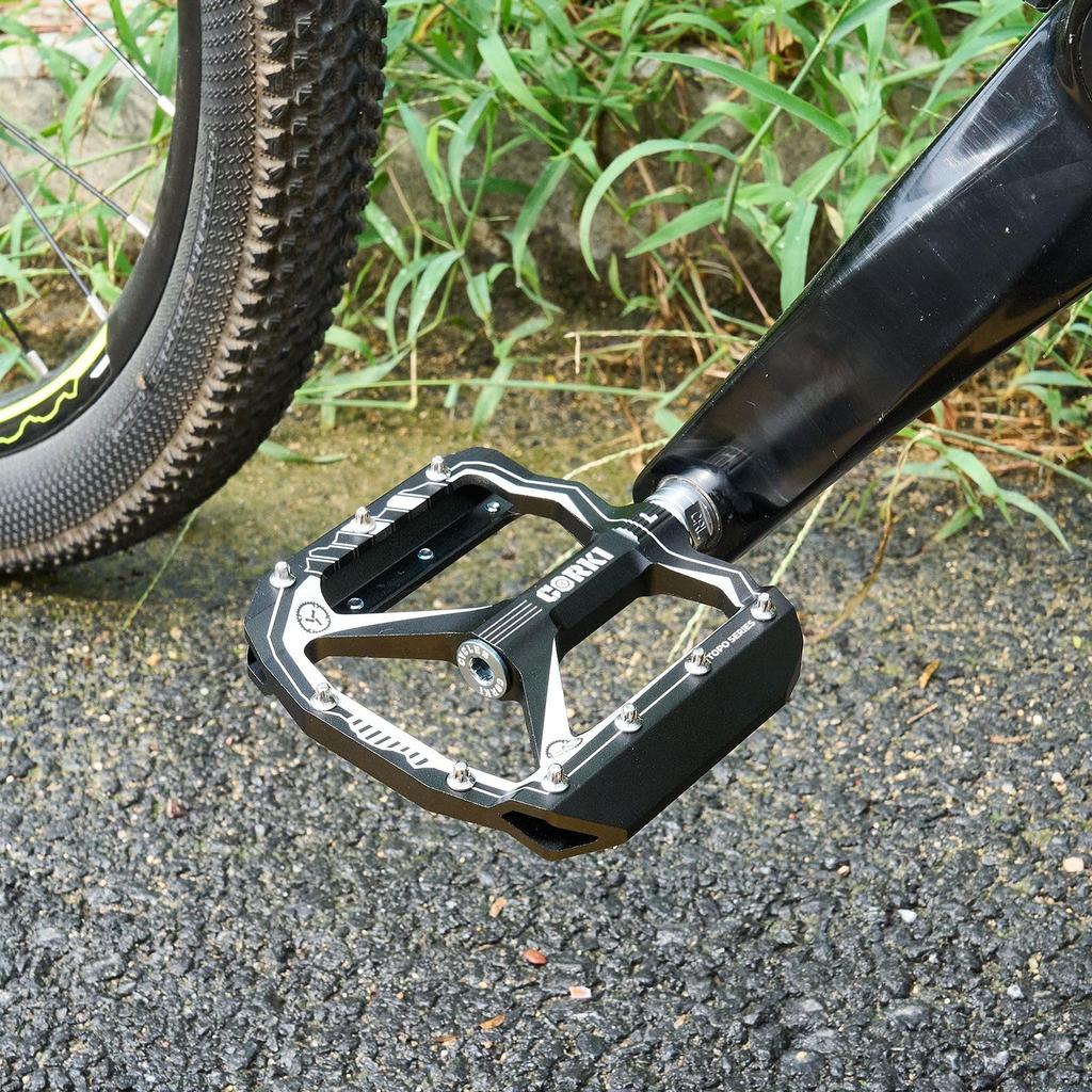 Велосипедные педали Corki Cycles, очень большие, плоские, для горного велосипеда, алюминиевый сплав, MTB, широкие педали, черные, педали, 4" - 9/16" -