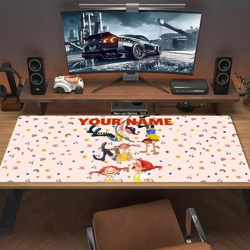 Custom Name Pippis Mouse Pad Large Gaming Table Cushion Nonslip Laptop Tablet Big Mousepad Xxl Mat Mini Pc Playmat With Lock Edge