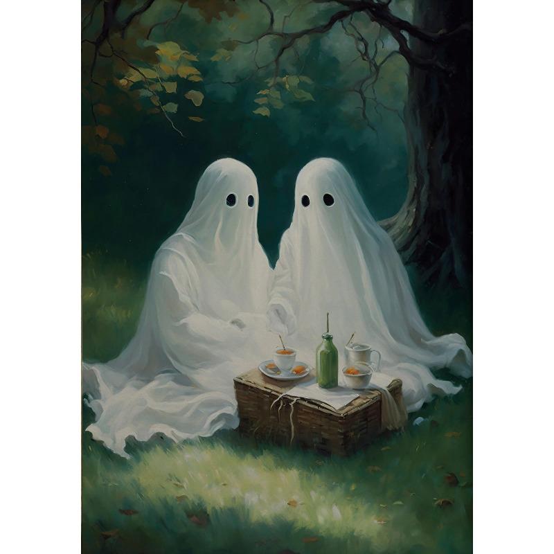 Dark Academia Art Haunting Ghost Poster Prints Halloween Home Decor Haunted House Gothic Vampire Canvas Painting Wall Art