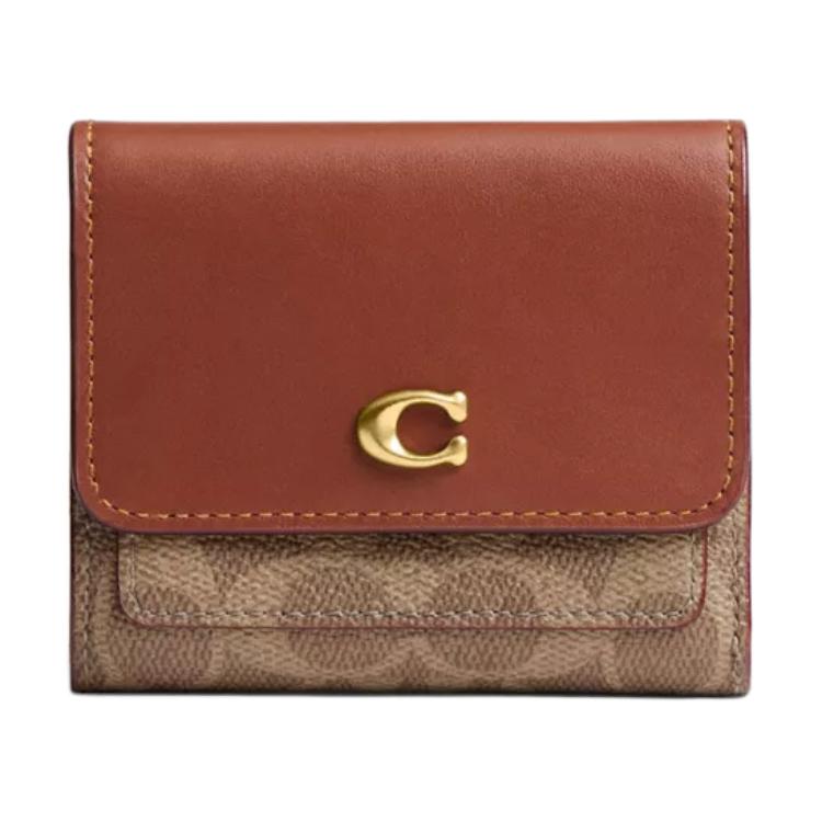 Coach 11 Мила Иконический кошелек с клапаном Женский кошелек Коричневый Карамель CAT56-B4XHG