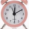 Mini Retro Twin Bell Alarm Clock Metal Frame Loud Wake Up Timer Compact Small Desk Ornament for Student Dorm Bedroom Bedside Use