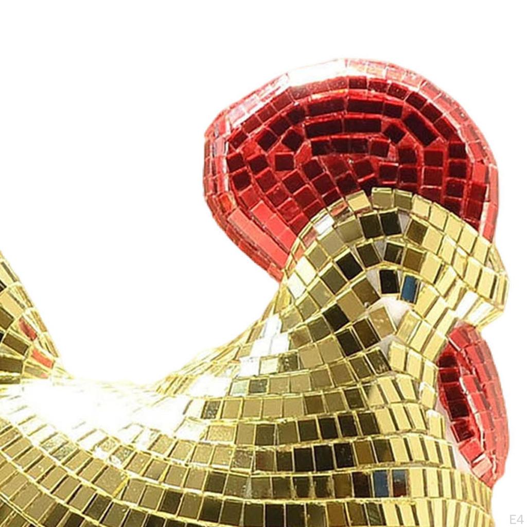 Фигурка курицы Зеркальный шар Скульптура Украшение Обработка стекла Глянцевая поверхность для дома