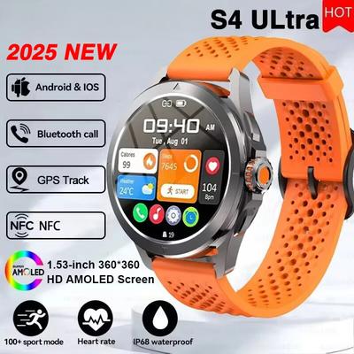 2025 НОВЫЙ S4 Ультра Смарт Браслет Мужские Часы AMOLED HD Экран Bluetooth Вызов GPS Траектория NFC Компас Сердечного ритма Умные Часы