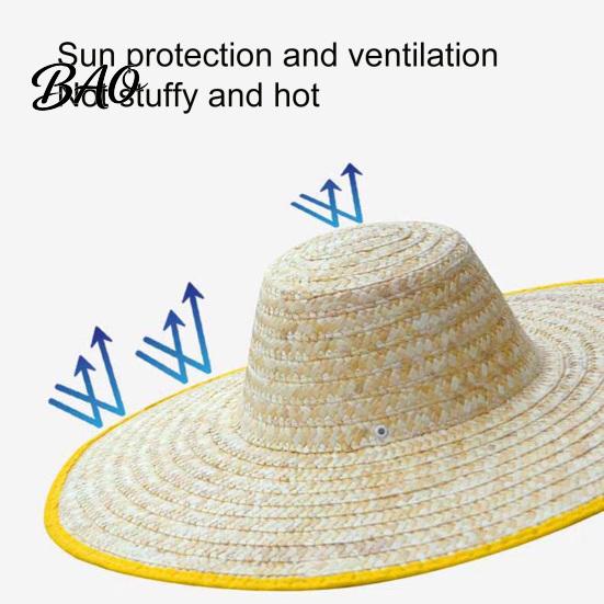 Comfortable Summer Hat Sun Protection Large Straw Hat, Lightweight Breathable Natural Adjustable Strap Wide Brim for Outdoor Work Farm Use