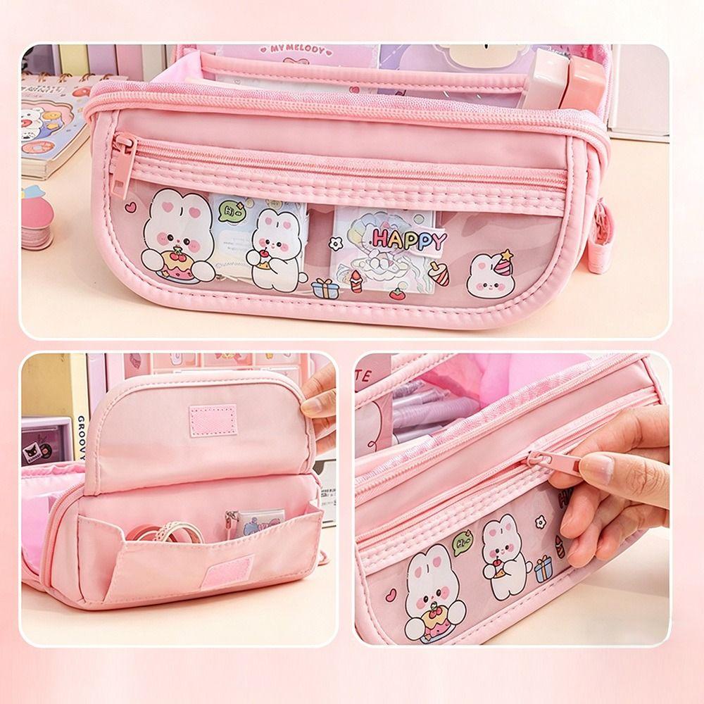 Large Capacity Pencil Case Cartoon Stationery Bag Durable Pen Bag Students