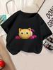 Furry Gabby's Dollhouse Kids Short Sleeve T Shirt Summer Cute Cartoon Crewneck Street 3-14 Years