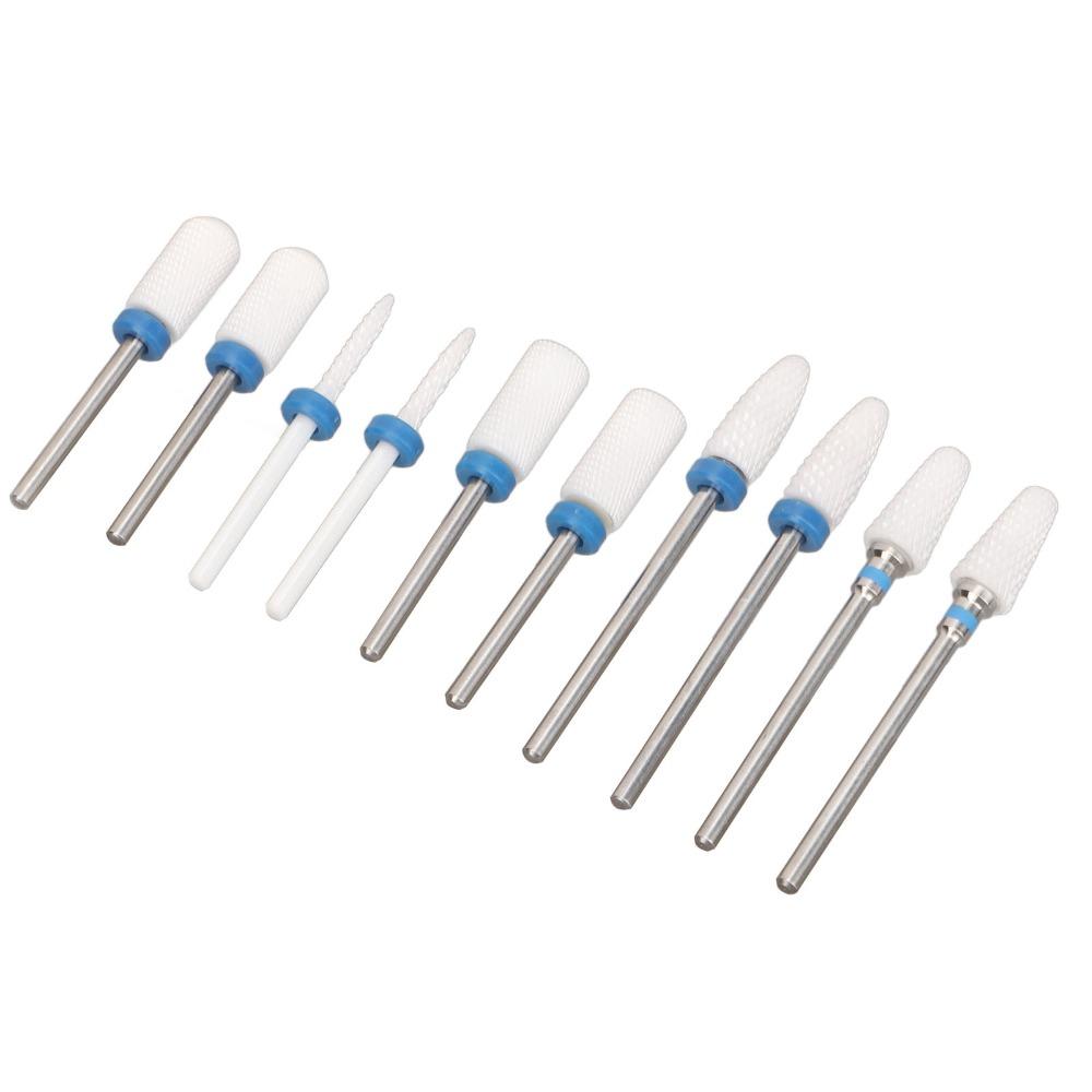 10pcs Ceramic Ceramic Nail Drill Bit Set Nail Surface Polishing And Shaping