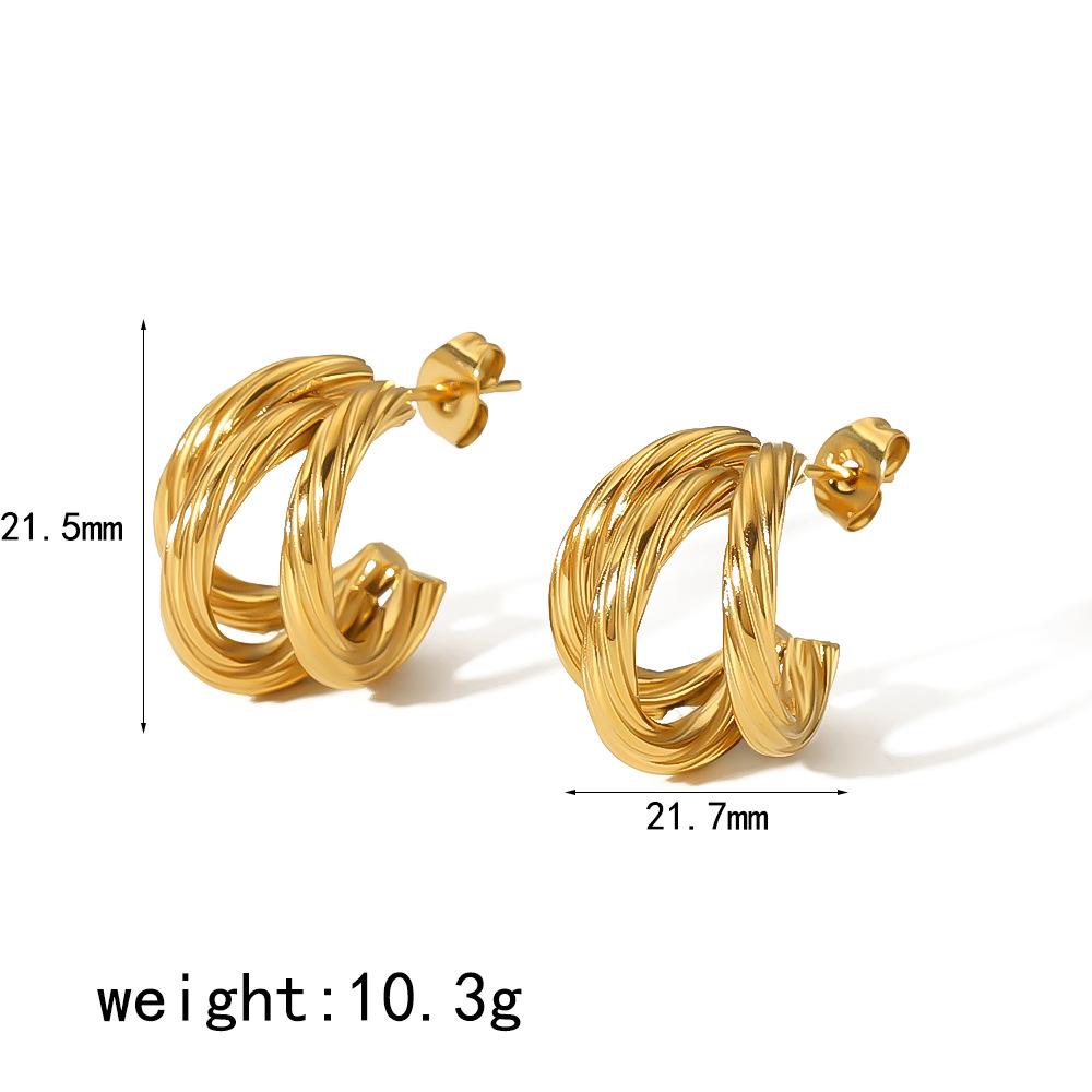 Hot-selling Titanium Steel Earrings 18K Gold C-type Twist Wire Stainless Steel High-end Personalized Earrings Fashion