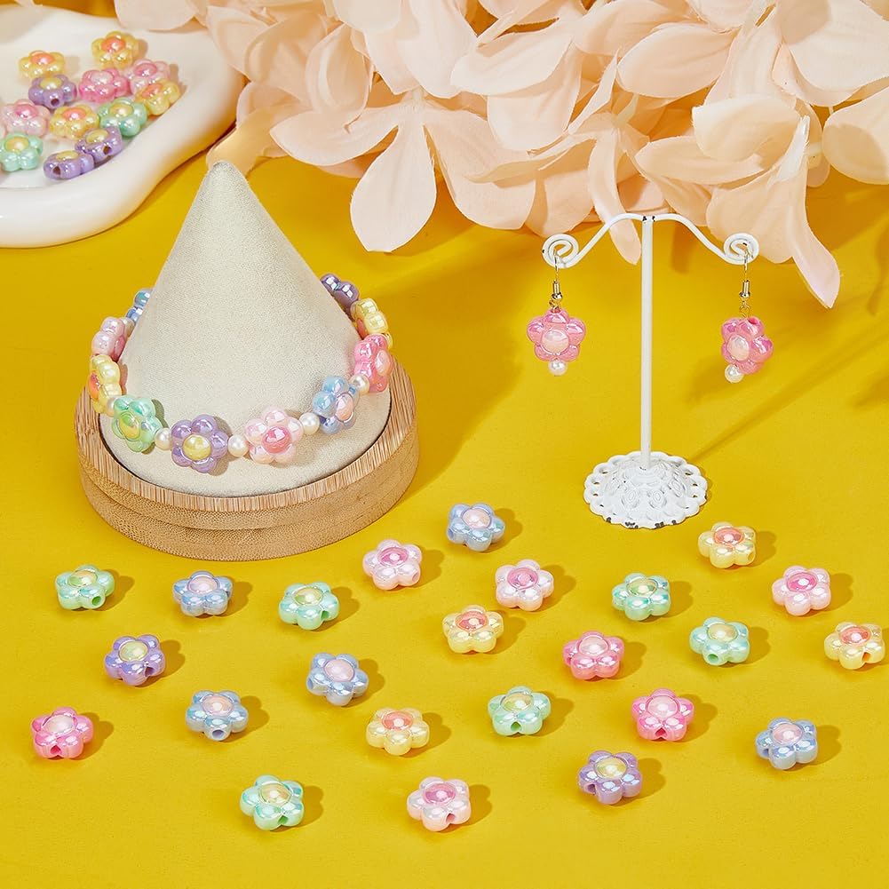 Handmade 16 мм двухцветные бусины ювелирные аксессуары мода 10 шт. материал из бисера ослепляет УФ-покрытием DIY браслет ожерелье акриловый цветок