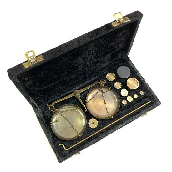Brass Jewellery Balance Scale with Velvet Box Goldsmith Weight Balance (terrazzo) Levelling & Measuring Tool-100gram
