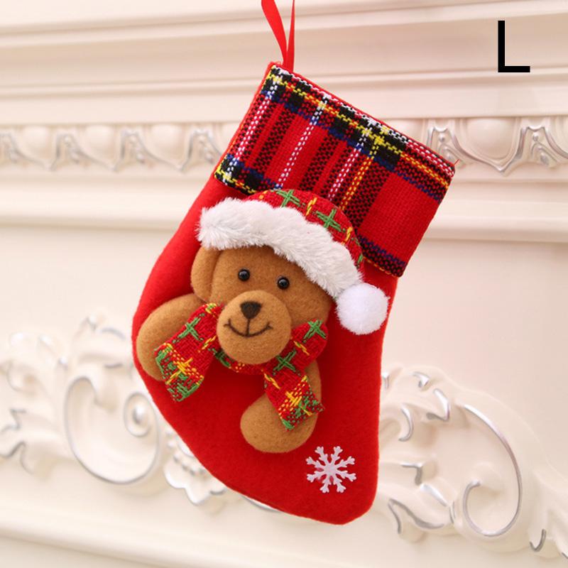 Christmas Stockings Pendant Gift Bag Party Decor Snowman Reindeer Socks Christmas Tree Decorations