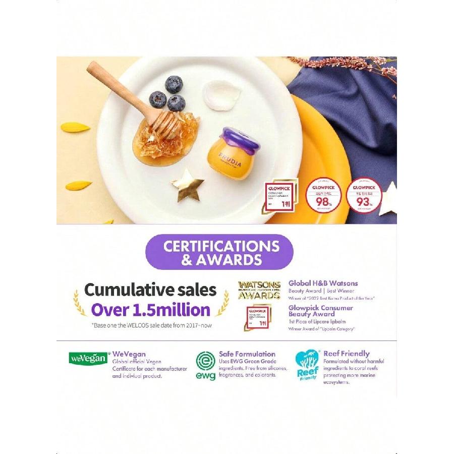 FRUDIA Blueberry Honey Lip Balm 10ml/Exfoliating & Moisturizing Dewy Korean Lip Balm For Dry Lips Made With Jeju Blueberry