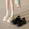 Mary Jane Shoes Women's Spring New Fashion High-heeled Bow Platform Thick Heel Pearl with Skirt Small Leather Shoes