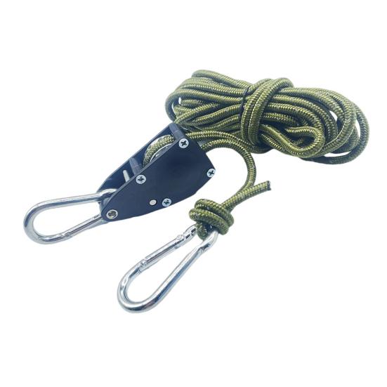 1 Набор Натяжитель веревки с роликом и шнуром 4/5 м, сверхпрочный, для наружного использования, для бэкпэкинга, туризма, катания на лодках, кемпинга, Регулятор-затяжитель оттяжной веревки