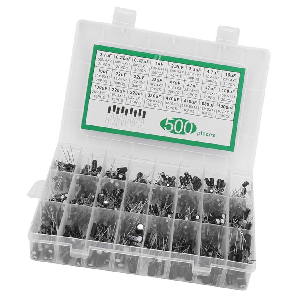 500 шт. набор электролитических конденсаторов, комплексный электронный компонент для электронных проектов и схем своими руками