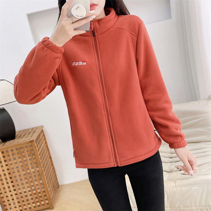 Женская утепленная флисовая верхняя одежда: Ветрозащитные и уютные спортивные повседневные куртки с высоким воротником для весны и осени для улицы