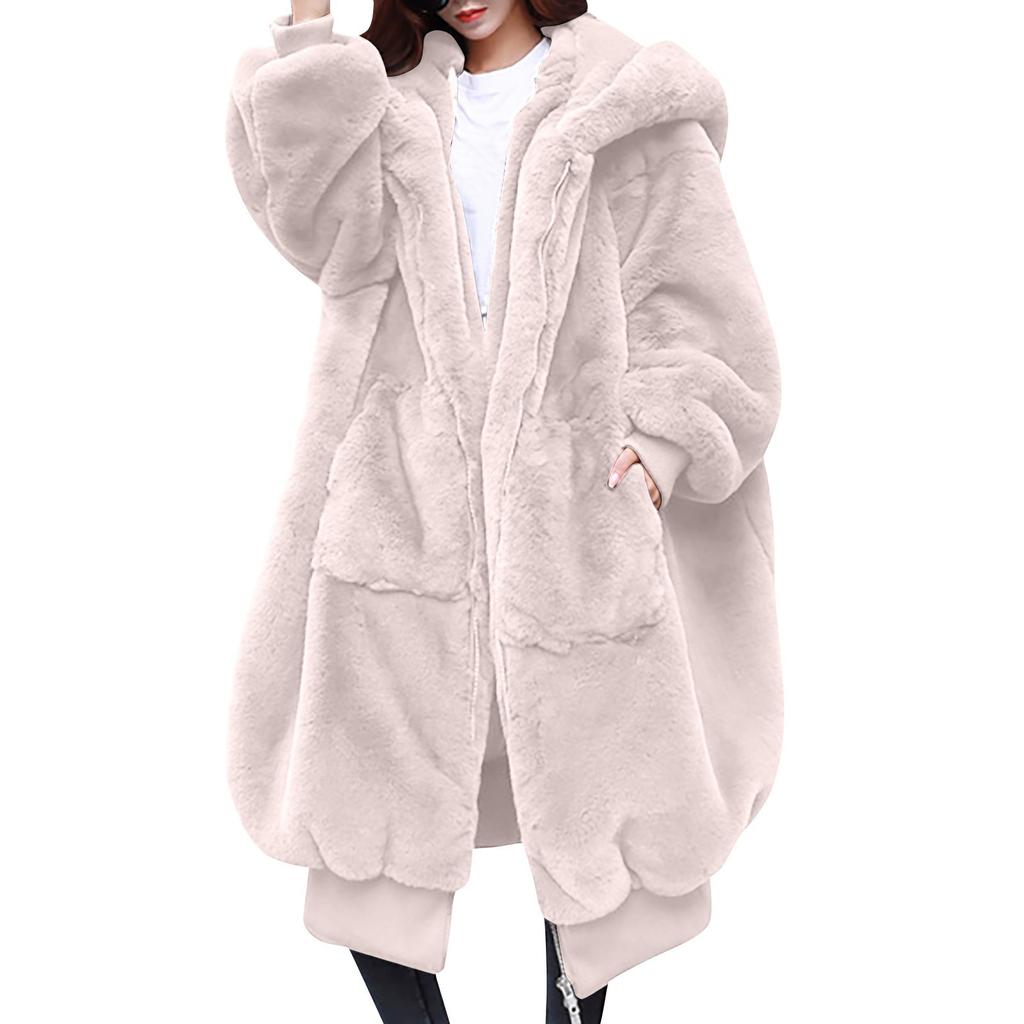 Fashion Casual Women's Sheep Shearing Stitching Coat Women's Mid-length Wool Coat