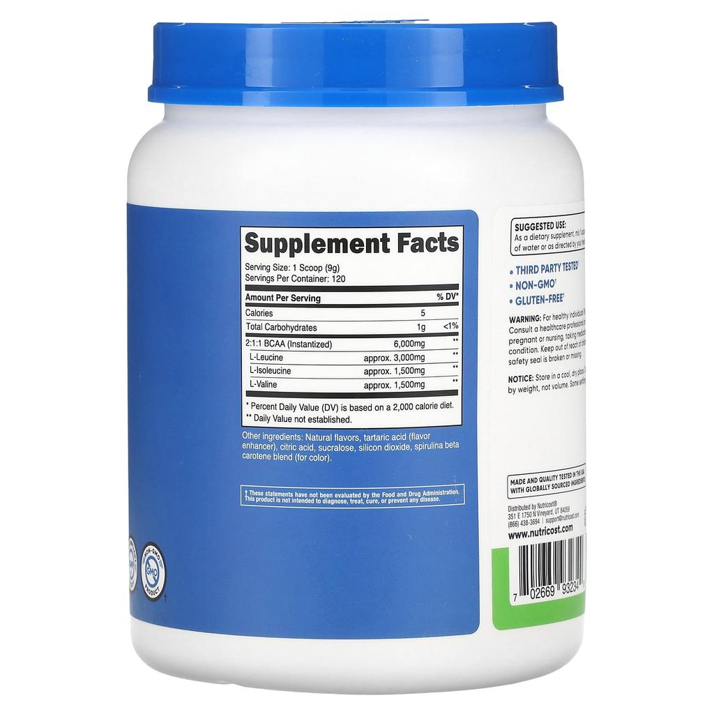 Спортивные результаты, BCAA, Зеленое яблоко, 1,080 г (2.4 фунта)