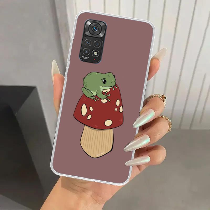 Коттеджкор Лягушка Гриб Кавайный Чехол для Телефона для Xiaomi Redmi Note 15 14 14S 13 12S 12 Pro 11S 11 Plus 11T 11E 10S Мягкий Funda Pri