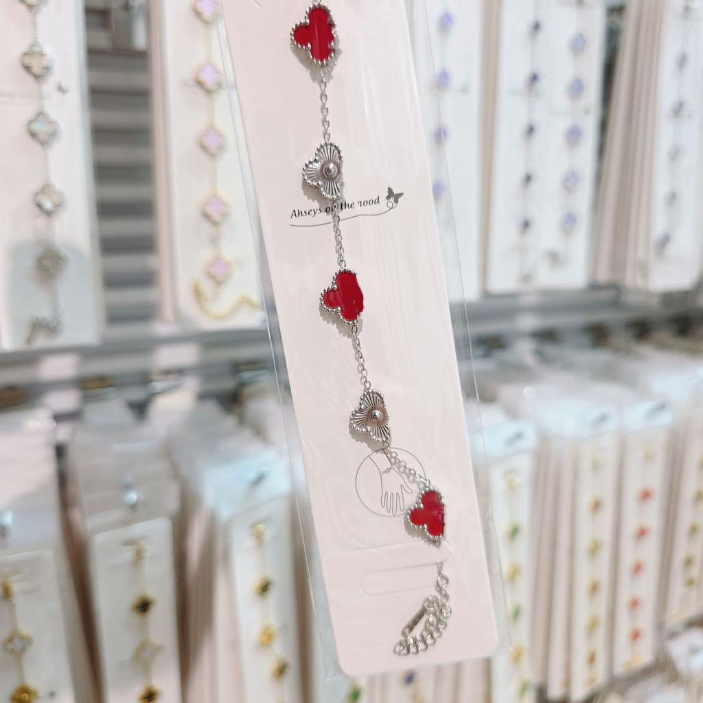 Двусторонний браслет «Пятицветник», «Четырехлистный клевер», титановая сталь, не выцветает, легкая роскошь, ювелирное изделие высокого класса