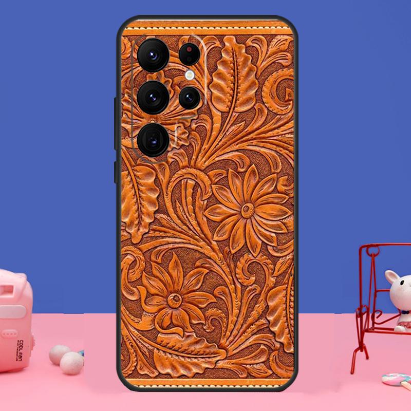Коричневый Чехол с тиснением под кожу для Samsung Galaxy S24 S23 S22 Ultra S20 S21 FE Note 20 S8 S9 S10 Note 10 Plus