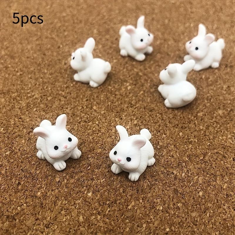 5pcs Miniature Resin Rabbits, Chibi-Style in Sitting Poses for Easter Decor, Fairy Garden & Dollhouse Diorama,Tiny Figurines Set