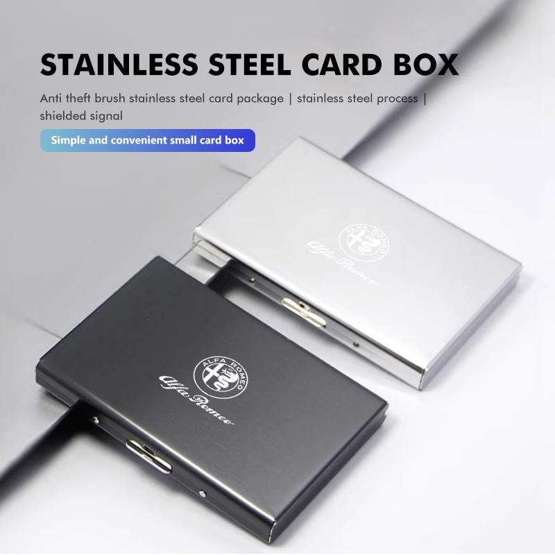 WTOM1 Car Waterproof Stainless Steel Credit Card Holder Name Card Case For Alfa Romeo 159 Giulietta 156 147 Giulia Mito GT Stelvio