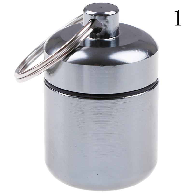 Mini Waterproof Aluminum Alloy Pill Box Case Bottle Holder Container Keychain