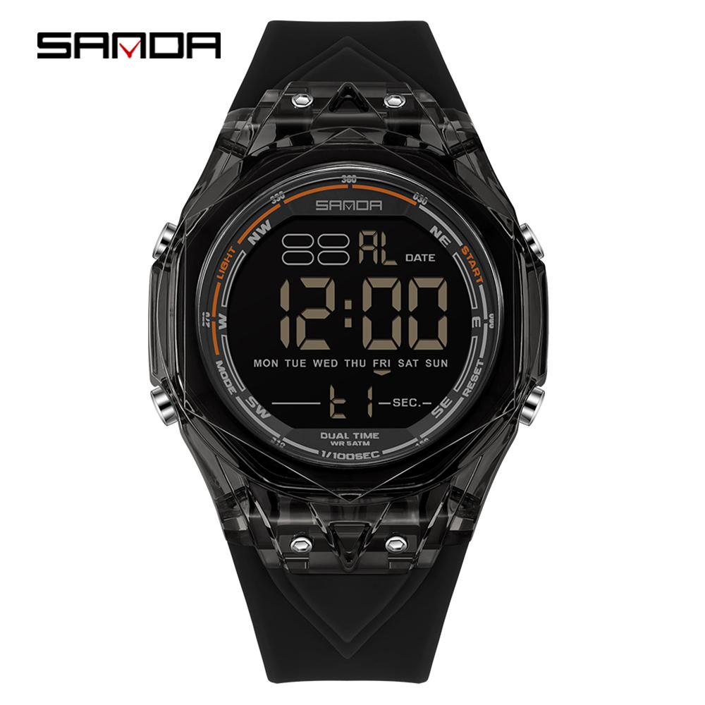 SANDA Новые 6289 Модные Электронные Часы для Студентов Спортивные Многофункциональные Водонепроницаемые Светодиодные Электронные Часы для Студентов Будильник