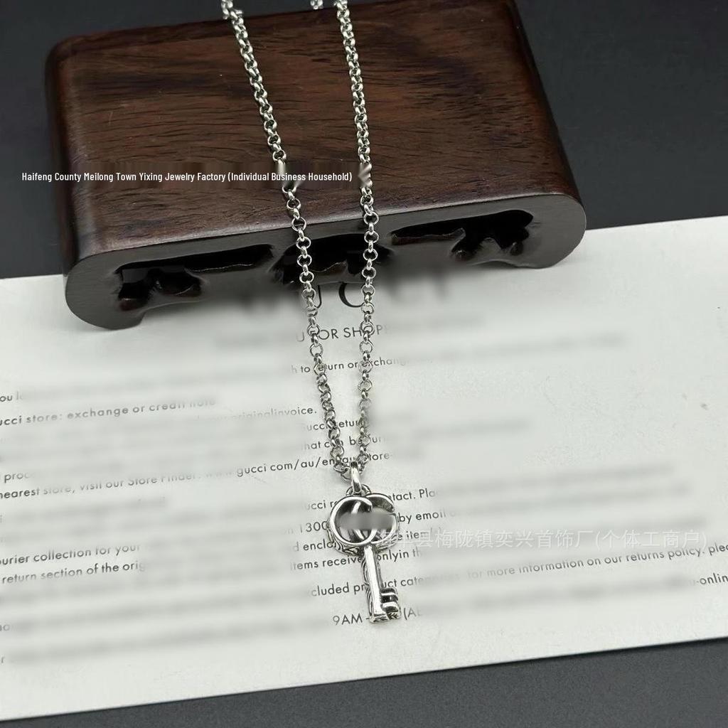 Винтажное ожерелье с двойным символом G, черепом и ключом: Унисекс Большой Размер, Смелая Любовь и Цепочка-свитер с Головой Тигра